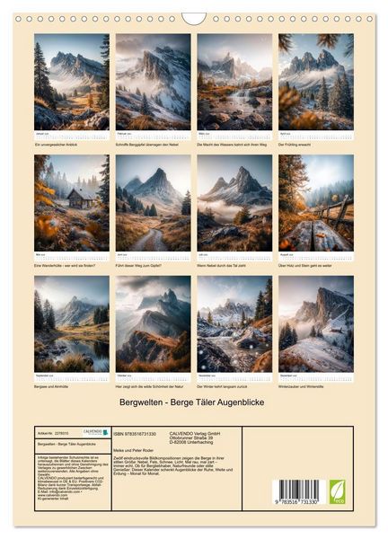 Produktbild: Bergwelten - Berge T&auml;ler Augenblicke (Wandkalender 2026 DIN A3 hoch), CALVENDO Monatskalender