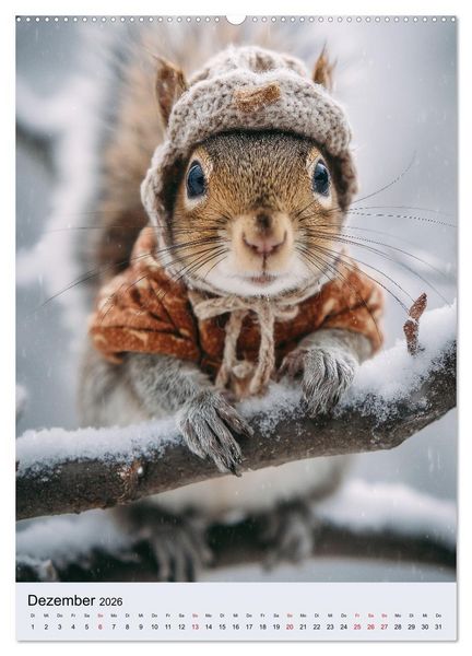 Produktbild: Eichh&ouml;rnchen Kalender - Tierkalender mit verr&uuml;ckten Eichk&auml;tzchen (Wandkalender 2026 DIN A2 hoch), CALVENDO Monatskalender