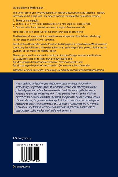 Produktbild: Donaldson Type Invariants for Algebraic Surfaces