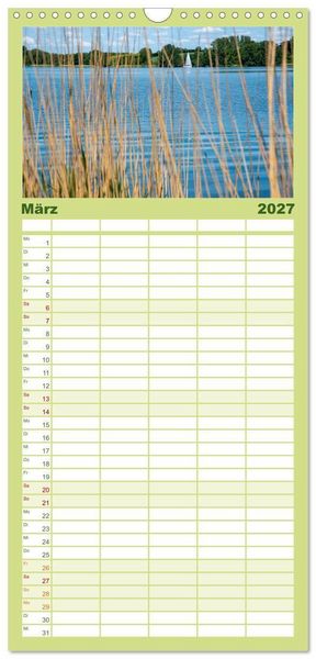 Produktbild: Familienplaner 2027 - Unterwegs entlang der Schlei mit 5 Spalten (Wandkalender, 21 x 45 cm) CALVENDO