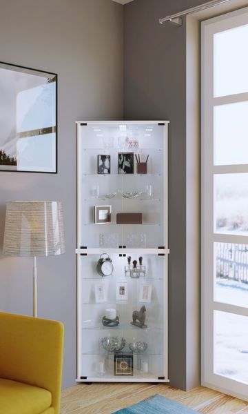 Produktbild: Holz Glas Eckvitrine Vitrine Sammelvitrine Jecka