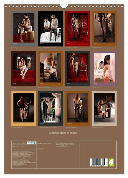 Produktbild: Lingerie dans le miroir (Calendrier mural 2026 DIN A3 horizontal), CALVENDO calendrier mensuel