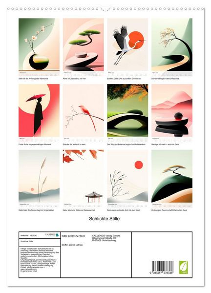 Produktbild: Schlichte Stille (hochwertiger Premium Wandkalender 2026 DIN A2 hoch), Kunstdruck in Hochglanz