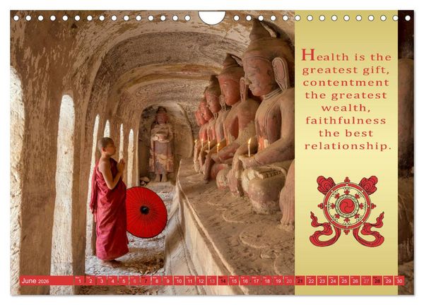 Produktbild: BUDDHIST WISDOMS - THE RED UMBRELLA (Wall Calendar 2026 DIN A4 landscape), CALVENDO 12 Month Wall Calendar
