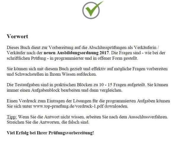Produktbild: Top Pr&uuml;fung Verk&auml;uferin / Verk&auml;ufer - 300 Testfragen f&uuml;r die Abschlusspr&uuml;fung