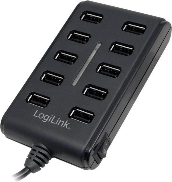 Produktbild: LogiLink UA0125 USB-Hub 10 Port USB-A USB 2.0 480MBit/s Schwarz UA0125