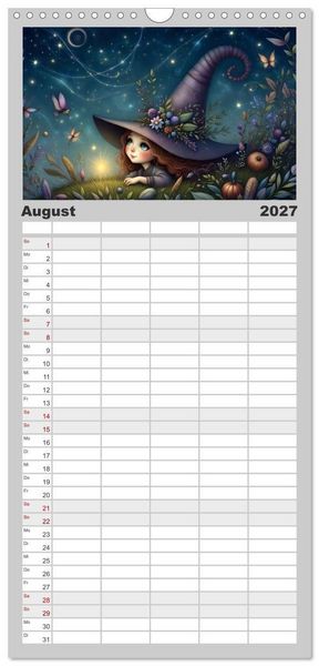 Produktbild: Familienplaner 2027 - Luna, die kleine Zauberhexe mit 5 Spalten (Wandkalender, 21 x 45 cm) CALVENDO