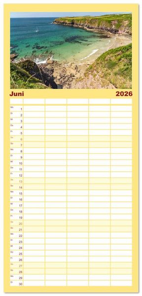 Produktbild: Familienplaner 2026 - Gro&szlig;britannien - Wales mit 5 Spalten (Wandkalender, 21 x 45 cm) CALVENDO
