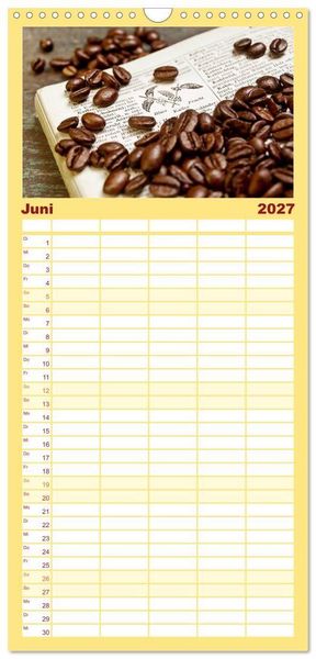 Produktbild: Familienplaner 2027 - KAFFEE 2027 mit 5 Spalten (Wandkalender, 21 x 45 cm) CALVENDO