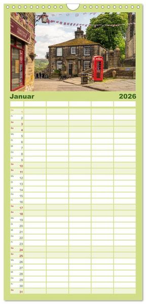 Produktbild: Familienplaner 2026 - Yorkshire - Dales und Coast mit 5 Spalten (Wandkalender, 21 x 45 cm) CALVENDO