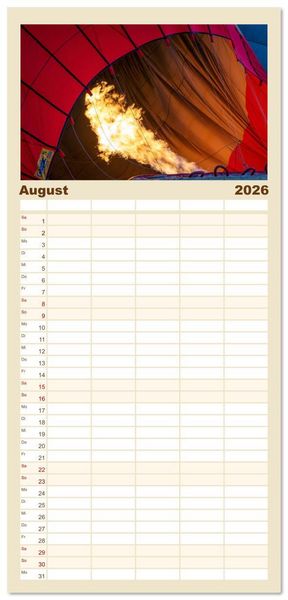 Produktbild: Familienplaner 2026 - Hei&szlig;luftballons Die sanften Riesen mit 5 Spalten (Wandkalender, 21 x 45 cm) CALVENDO