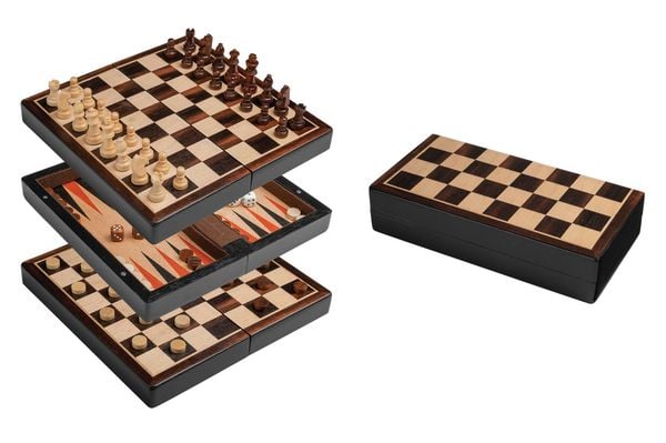 Produktbild: Schach Backgammon Dame Set, Reise, Feld 22 mm, magnetisch