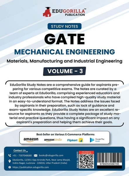 Produktbild: GATE Mechanical Engineering Materials, Manufacturing and Industrial Engineering (Vol 3) Topic-wise Notes | A Complete Preparation Study Notes with Sol