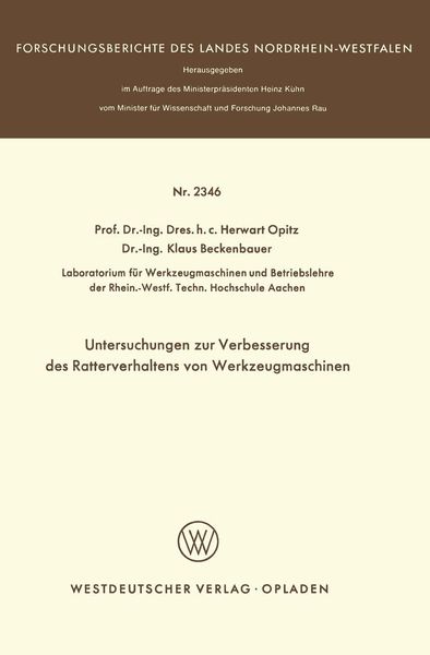 Produktbild: Untersuchungen zur Verbesserung des Ratterverhaltens von Werkzeugmaschinen