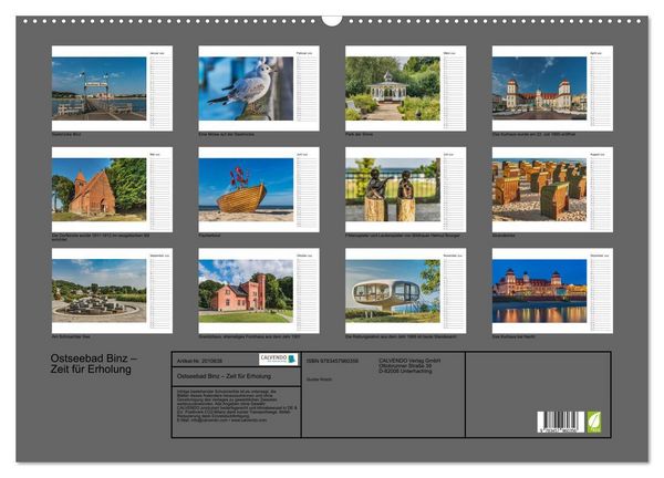 Produktbild: Ostseebad Binz &ndash; Zeit f&uuml;r Erholung (Wandkalender 2026 DIN A2 quer), CALVENDO Monatskalender