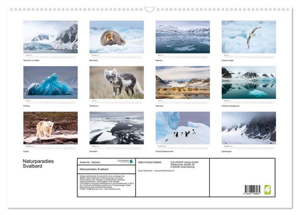 Produktbild: Naturparadies Svalbard (Wandkalender 2026 DIN A2 quer), CALVENDO Monatskalender