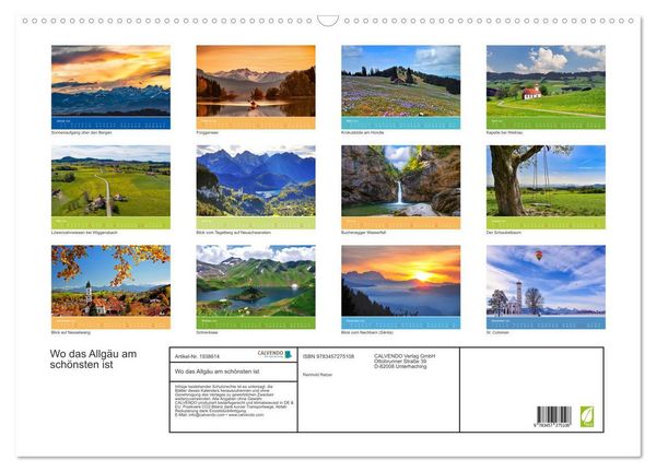 Produktbild: Wo das Allg&auml;u am sch&ouml;nsten ist (Wandkalender 2026 DIN A2 quer), CALVENDO Monatskalender