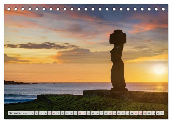 Produktbild: Die Osterinsel &ndash; Mythen, Moai und wilde Sch&ouml;nheit (Tischkalender 2026 DIN A5 quer), CALVENDO Monatskalender