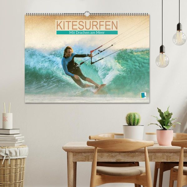 Produktbild: Kitesurfen: Mit Drachen am Meer (Wandkalender 2026 DIN A2 quer), CALVENDO Monatskalender