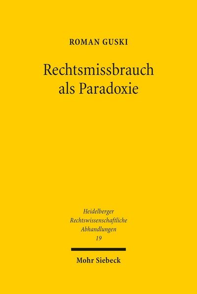 Produktbild: Rechtsmissbrauch als Paradoxie