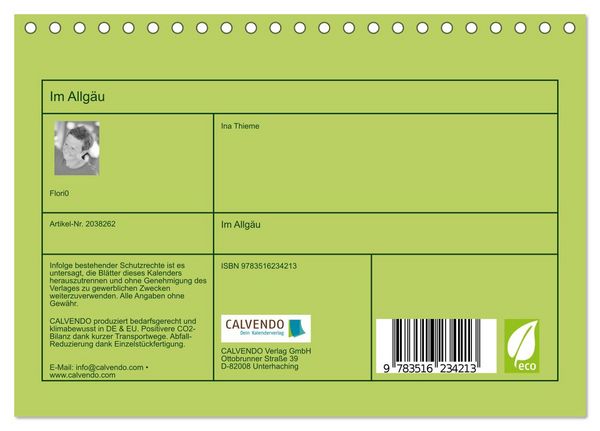 Produktbild: Im Allg&auml;u (Tischkalender 2026 DIN A5 quer), CALVENDO Monatskalender