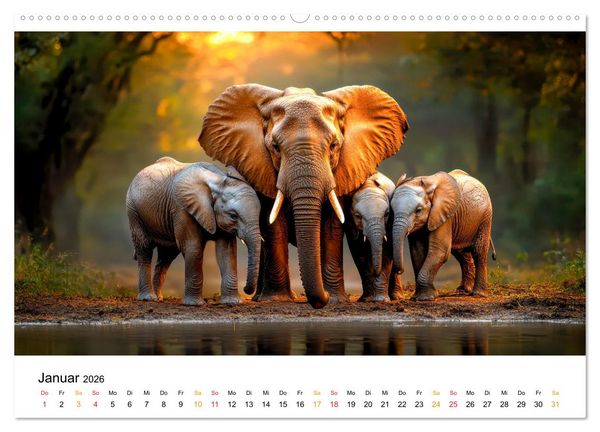 Produktbild: Elefanten - Riesen der Wildnis (Wandkalender 2026 DIN A2 quer), CALVENDO Monatskalender