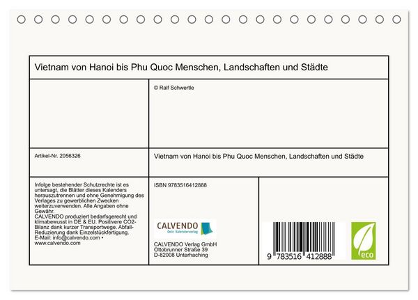 Produktbild: Vietnam von Hanoi bis Phu Quoc Menschen, Landschaften und St&auml;dte (Tischkalender 2026 DIN A5 quer), CALVENDO Monatskalender