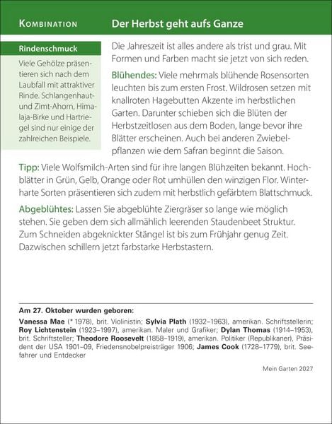 Produktbild: Mein Garten Tagesabrei&szlig;kalender 2027 - Praktische Tipps f&uuml;r 2027