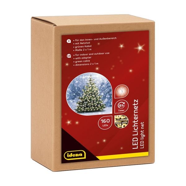 Produktbild: Idena LED Lichternetz warmwei&szlig; 2x1m 160er Au&szlig;en