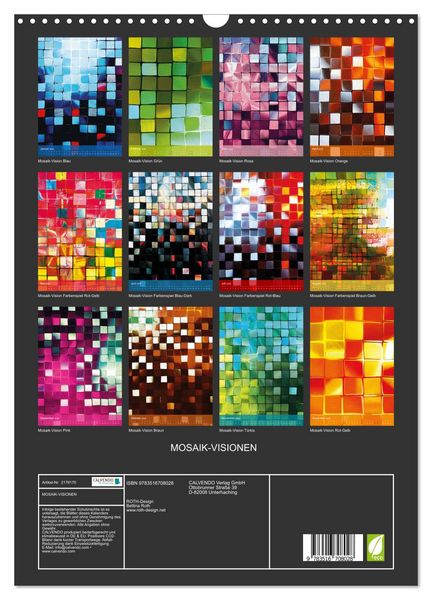 Produktbild: MOSAIK-VISIONEN (Wandkalender 2026 DIN A3 hoch), CALVENDO Monatskalender