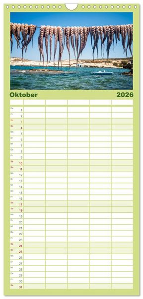 Produktbild: Familienplaner 2026 - Griechische Inseln - Ein Jahr im Mittelmeer mit 5 Spalten (Wandkalender, 21 x 45 cm) CALVENDO