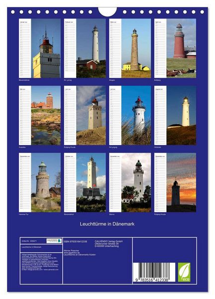 Produktbild: Leuchtt&uuml;rme in D&auml;nemark (Wandkalender 2026 DIN A4 hoch), CALVENDO Monatskalender
