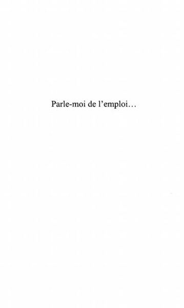 Produktbild: Parle-Moi De L'emploi...