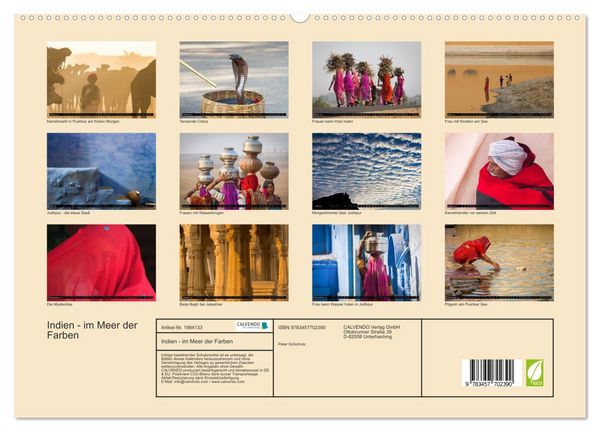 Produktbild: Indien - im Meer der Farben (hochwertiger Premium Wandkalender 2026 DIN A2 quer), Kunstdruck in Hochglanz