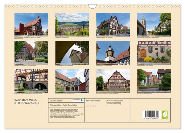 Produktbild: Weinstadt Wein-Kultur-Geschichte (Wandkalender 2026 DIN A3 quer), CALVENDO Monatskalender