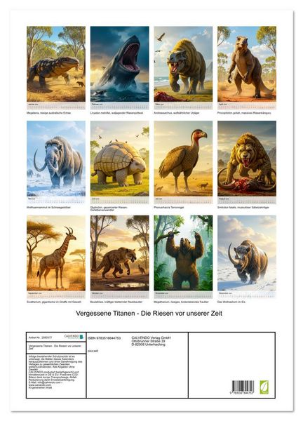 Produktbild: Vergessene Titanen - Die Riesen vor unserer Zeit (Wandkalender 2026 DIN A2 hoch), CALVENDO Monatskalender