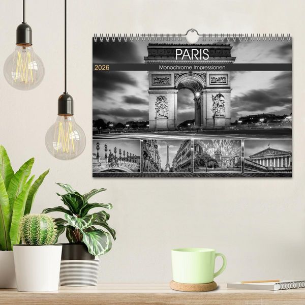 Produktbild: PARIS Monochrome Impressionen (Wandkalender 2026 DIN A4 quer), CALVENDO Monatskalender