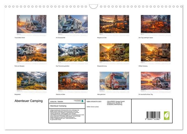 Produktbild: Abenteuer Camping (Wandkalender 2026 DIN A3 quer), CALVENDO Monatskalender