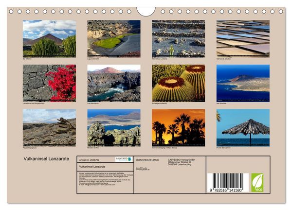 Produktbild: Vulkaninsel Lanzarote (Wandkalender 2026 DIN A4 quer), CALVENDO Monatskalender