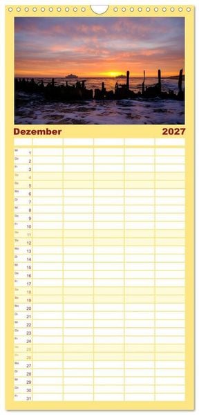 Produktbild: Familienplaner 2027 - feeling Sylt mit 5 Spalten (Wandkalender, 21 x 45 cm) CALVENDO