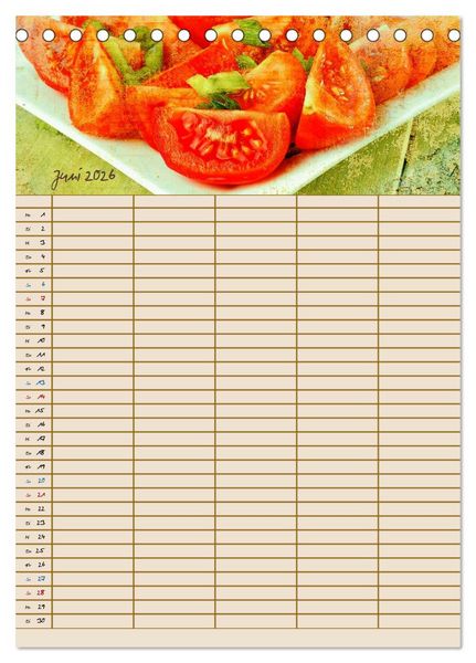 Produktbild: Italienische K&uuml;che mit Familienplaner (Tischkalender 2026 DIN A5 hoch), CALVENDO Monatskalender