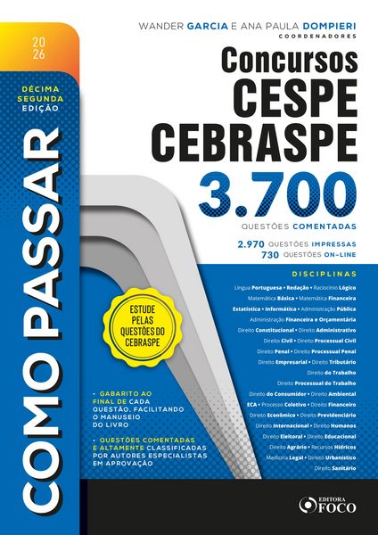 Produktbild: Como Passar em Concursos CESPE - CEBRASPE - 3.700 Quest&otilde;es Comentadas - 12&ordf; Ed - 2026