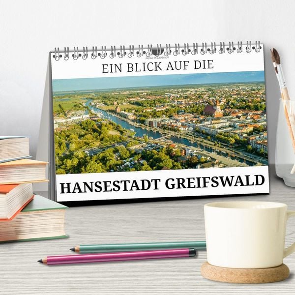 Produktbild: Ein Blick auf die Hansestadt Greifswald (Tischkalender 2026 DIN A5 quer), CALVENDO Monatskalender