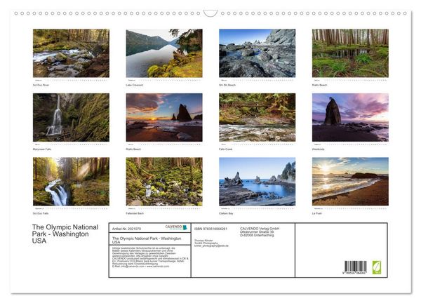 Produktbild: The Olympic National Park - Washington USA (Wandkalender 2026 DIN A2 quer), CALVENDO Monatskalender