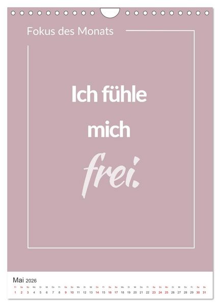 Produktbild: Achtsamkeitskalender: Mehr Achtsamkeit im Alltag mit dem Fokus des Monats (Wandkalender 2026 DIN A4 hoch), CALVENDO Monatskalender