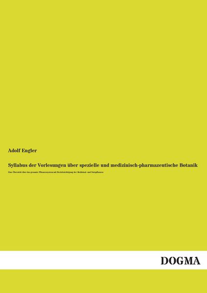 Produktbild: Syllabus der Vorlesungen &uuml;ber spezielle und medizinisch-pharmazeutische Botanik