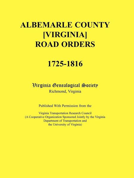 Produktbild: Albemarle County [Virginia] Road Orders, 1725-1816