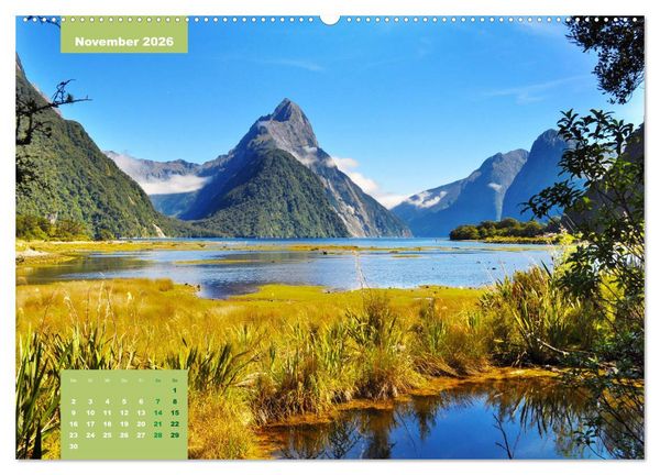 Produktbild: Erlebe mit mir die H&ouml;hepunkte von Neuseeland (hochwertiger Premium Wandkalender 2026 DIN A2 quer), Kunstdruck in Hochglanz