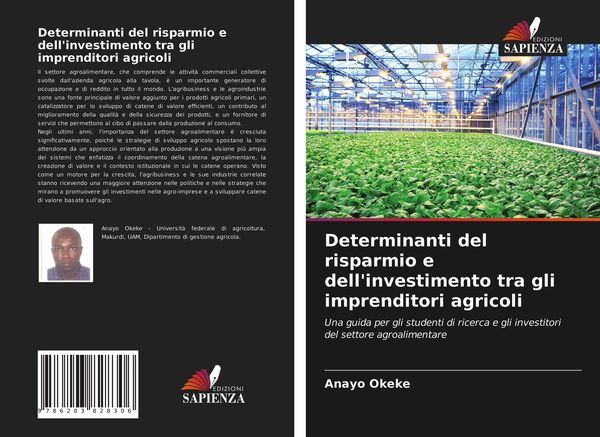Determinanti del risparmio e dell'investimento tra gli imprenditori agricoli, Taschenbuch von Anayo Okeke, Edizioni Sapienza, 9786203828306