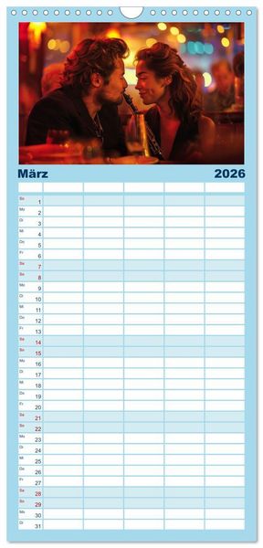 Produktbild: Familienplaner 2026 - Jazz Geschichten um Mitternacht mit 5 Spalten (Wandkalender, 21 x 45 cm) CALVENDO